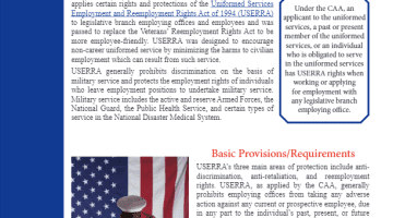 Cover Page of the Compliance at Work - The Uniformed Services Employment and Reemployment Rights Act (USERRA) as applied by the CAA pdf