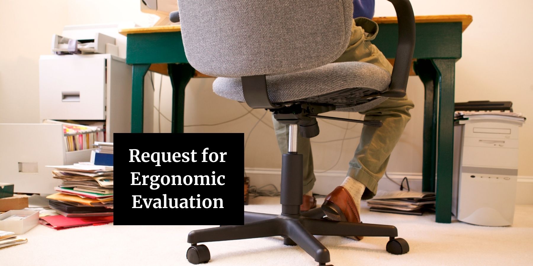 person at a desk, name of article to the side