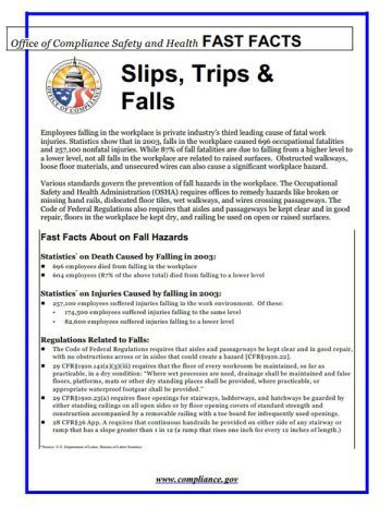 Cover Page of the Slips, Trips and Falls pdf