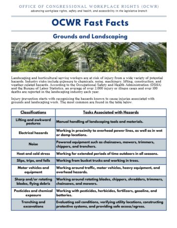 First page of a document titled "OCWR Fast Facts Grounds and Landscaping"